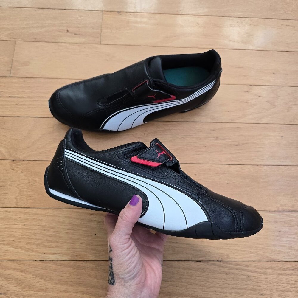 Puma | Redon Move black white leather sporty flat sole sneakers | MENS 9